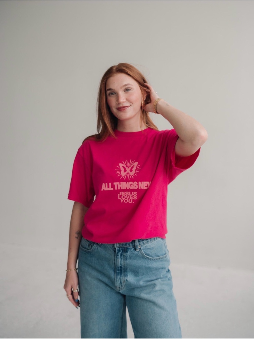Women's Short Sleeve Graphic Tee in Hot Pink - All Things New